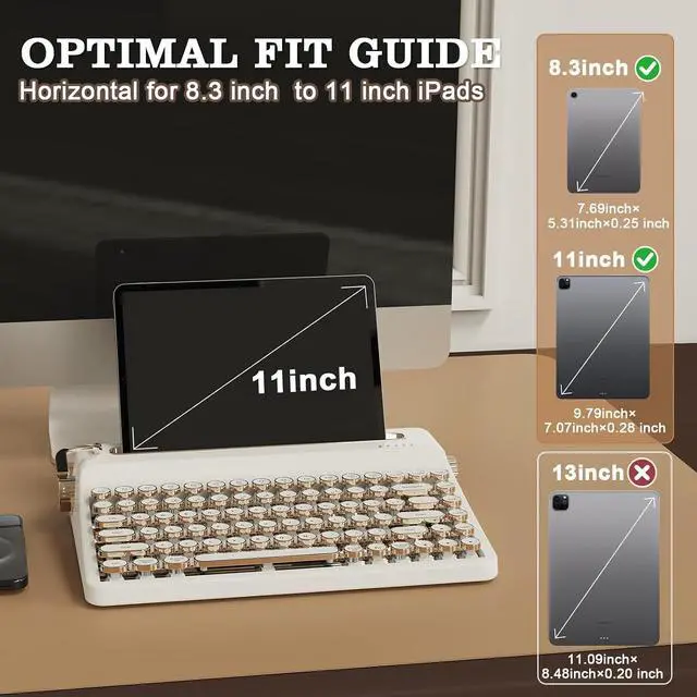 Alt view image 3 of 7 - YUNZII QL75 Retro Typewriter Hot Swap RGB Keyboard (White, Onyx Switch)