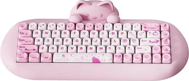 Main image of YUNZII C68 Silicone Cute Cat Mechanical Keyboard (Pink, Milk Switch)
