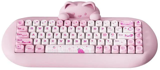 Main image of YUNZII C68 Silicone Cute Cat Mechanical Keyboard (Pink, Cocoa Cream Switch)