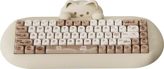 Main image of YUNZII C68 Wireless Mechanical Keyboard,65% Layout,Hot Swap,Triple Mode BT5.0/2.4G/Wired, RGB Backlit NKRO,Cute Cat Silicone Ergonomic Design for Win/Mac (Brown, Milk Switch)