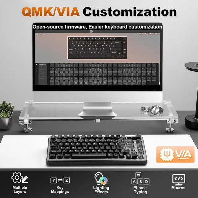 Alt view image 6 of 7 - YUNZII B75 PRO MAX QMK/VIA Wireless Mechanical Keyboard