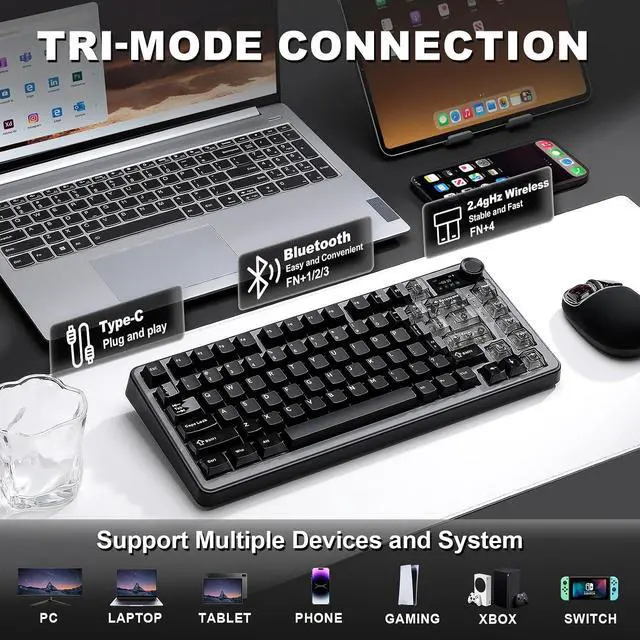 Alt view image 3 of 7 - YUNZII B75 PRO MAX QMK/VIA Wireless Mechanical Keyboard