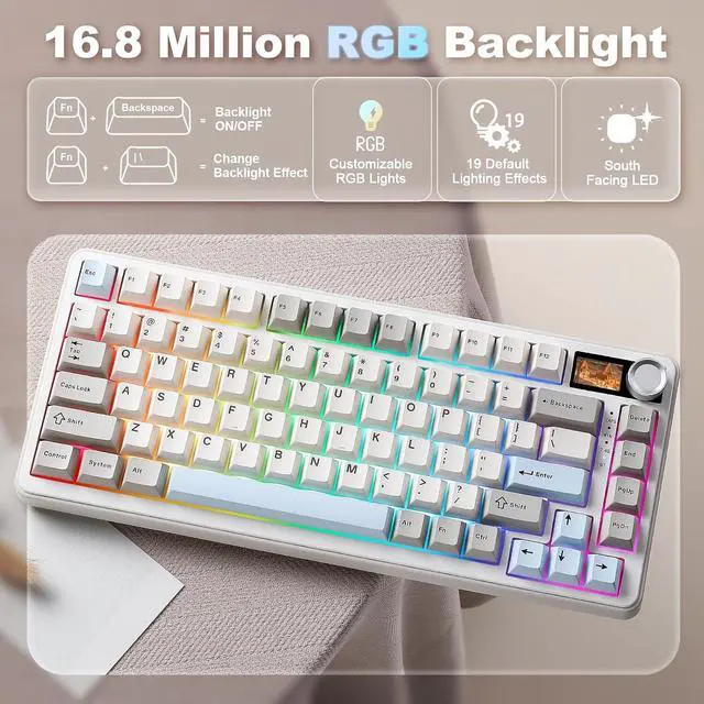 Alt view image 7 of 7 - YUNZII B75 PRO MAX 75% Mechanical Keyboard (Beige,Candy Switch)