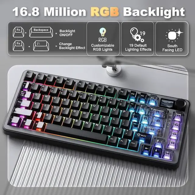 Alt view image 7 of 7 - YUNZII B75 PRO MAX 75% Mechanical Keyboard (Black, Candy Switch)