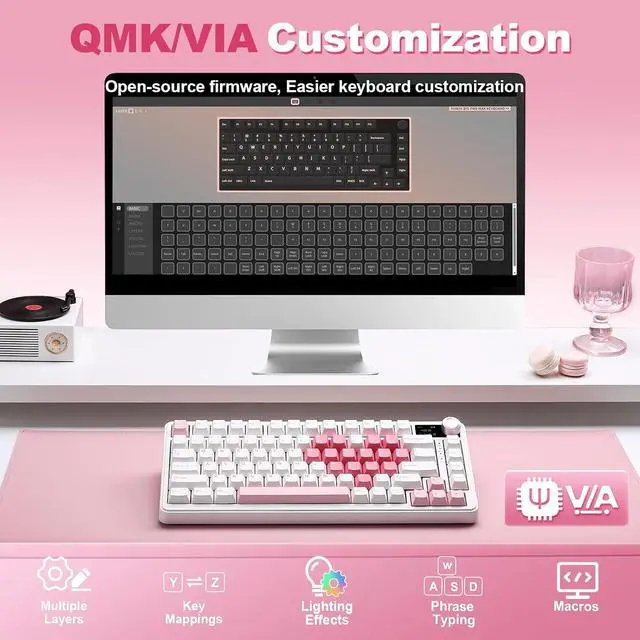 Alt view image 6 of 7 - YUNZII B75 PRO MAX 75% Mechanical Keyboard (White Heart,Cocoa V2)