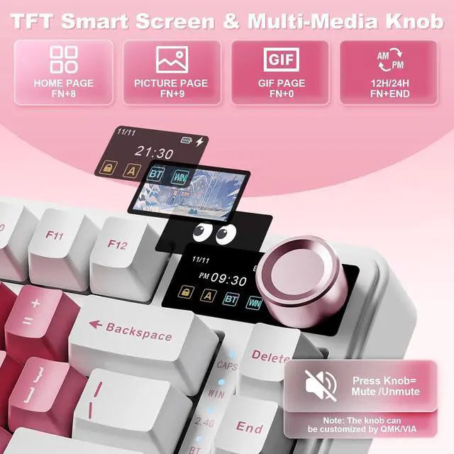 Alt view image 7 of 7 - YUNZII B75 PRO MAX 75% Mechanical Keyboard (White Heart,Cocoa V2)