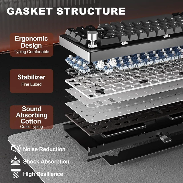 Alt view image 4 of 7 - YUNZII AL68 Wireless Aluminum Mechanical Keyboard (Black, Gateron Zero)
