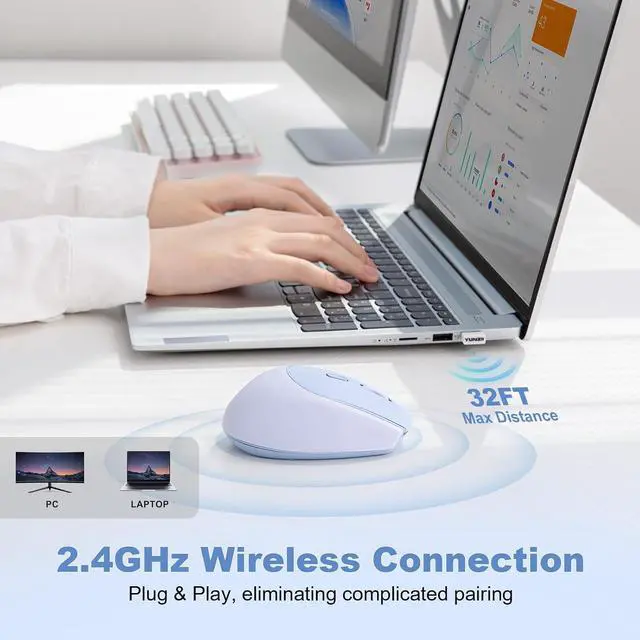 Alt view image 3 of 7 - YUNZII C2 Silicone Wireless Mouse 1600 DPI Optical 2.4GHz (Blue)