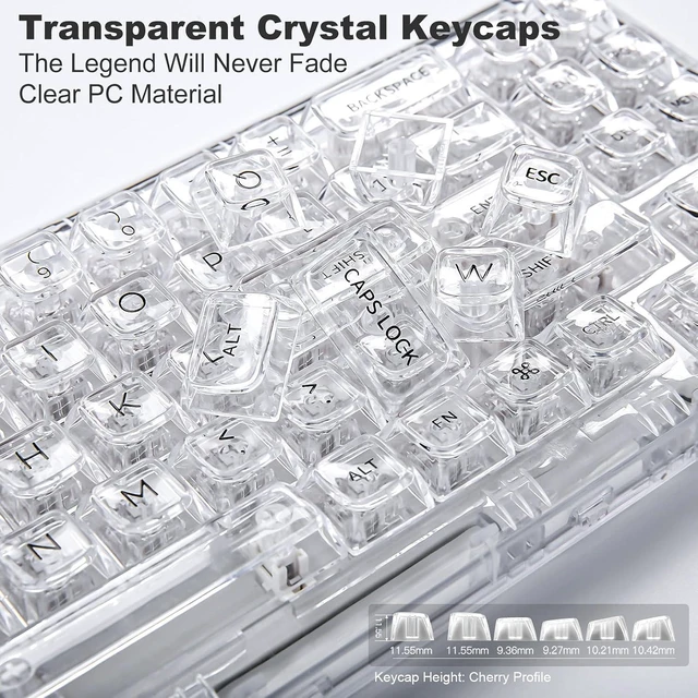 Alt view image 7 of 7 - YUNZII X71 68% Wireless RGB Mechanical Keyboard(White, Crystal Ice Switch)