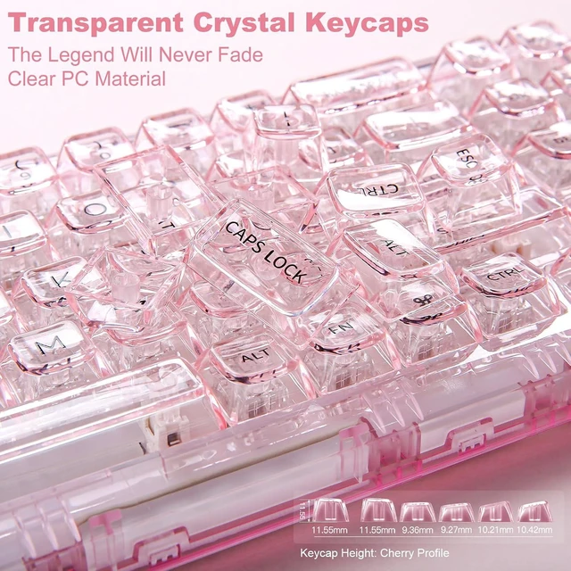 Alt view image 7 of 7 - X71 68% Wireless RGB Mechanical Keyboard (Pink,Crystal Ice Switch)