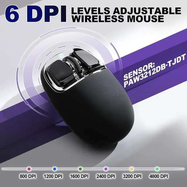 Alt view image 4 of 7 - YUNZII C1 Wireless Tri-Mode Wireless Mouse 4800 DPI Optical (Black Sliver)