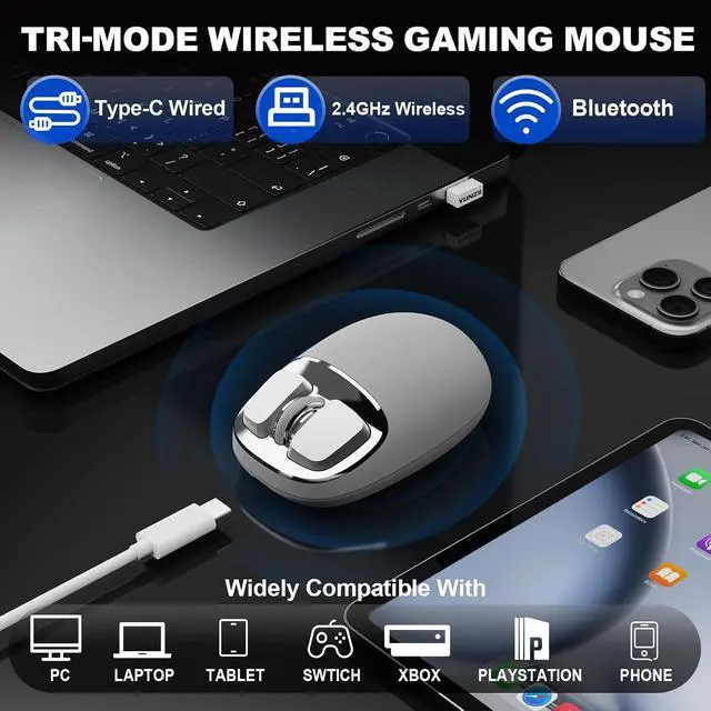 Alt view image 7 of 7 - YUNZII C68 Wireless Mechanical Keyboard(Brown, Milk Switch), YUNZll C1 Silicone Wireless Mouse(Gray Silver)
