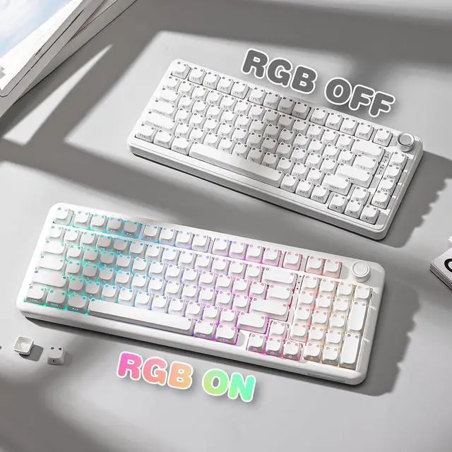 Alt view image 5 of 7 - YUNZII Cute Cat 113 Keys PBT/PC Shine Through Keycaps (White, Mao Profile)