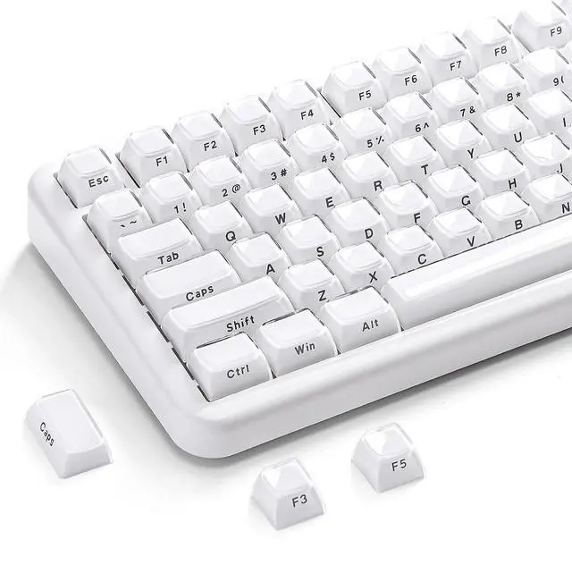 Main image of YUNZII Jelly 113 Keys OEM PBT Laser-Etched Keycaps (White, OEM Profile)