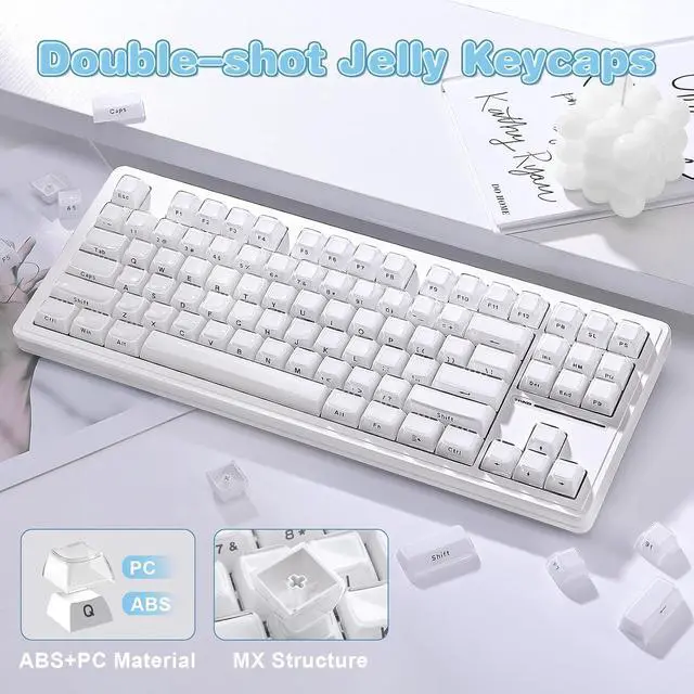 Alt view image 3 of 7 - YUNZII Jelly 113 Keys OEM PBT Laser-Etched Keycaps (White, OEM Profile)