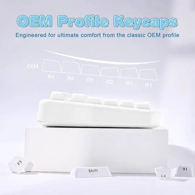 Alt view image 5 of 7 - YUNZII Jelly 113 Keys OEM PBT Laser-Etched Keycaps (White, OEM Profile)