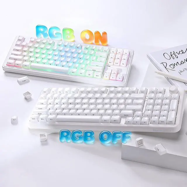 Alt view image 4 of 7 - YUNZII Jelly 113 Keys OEM PBT Laser-Etched Keycaps (White, OEM Profile)
