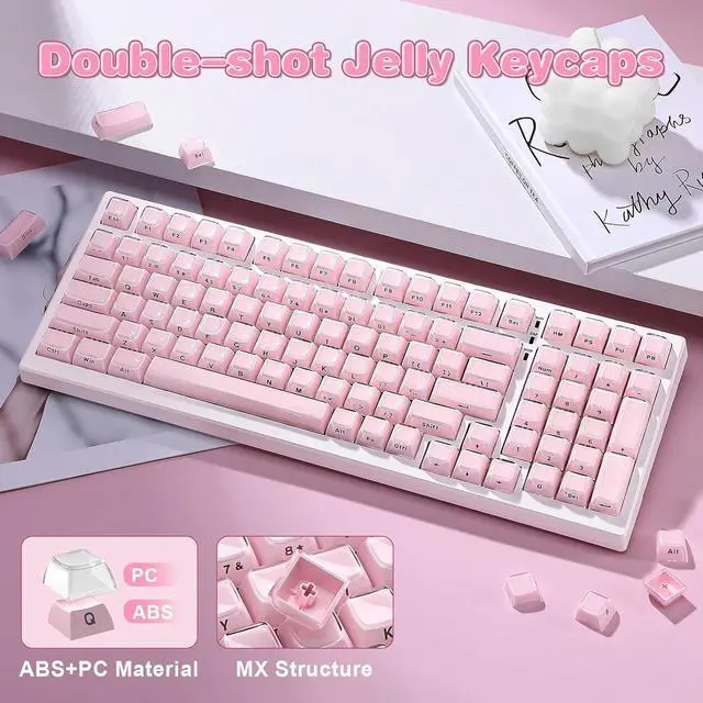 Alt view image 3 of 7 - YUNZII Jelly 113 Keys OEM PBT Laser-Etched Keycaps (Pink, OEM Profile)