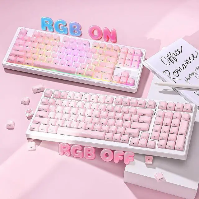 Alt view image 4 of 7 - YUNZII Jelly 113 Keys OEM PBT Laser-Etched Keycaps (Pink, OEM Profile)