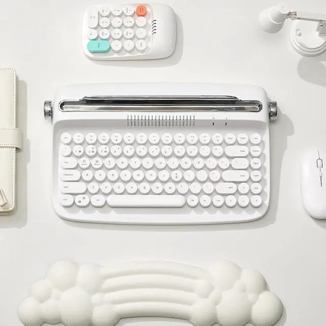 Alt view image 7 of 7 - YUNZII ACTTO B303 Wireless Retro Typewriter Bluetooth Keyboard(Snow White)