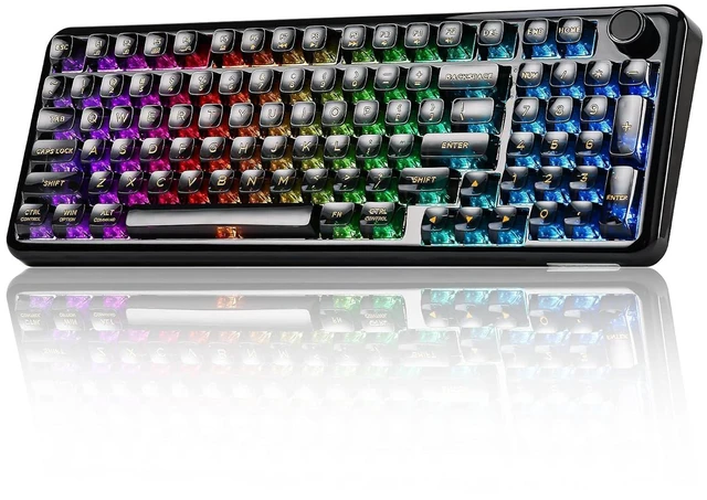 Main image of YUNZII X98 Wireless Mechanical Gaming Keyboard,QMK/VIA,Tri-Mode BT5.0/USB-C/2.4GHz Gasket Mount Hot Swappable Keyboard with Knob,Liner Switches RGB Backlit for Win/Mac (Black, Snow Switch)