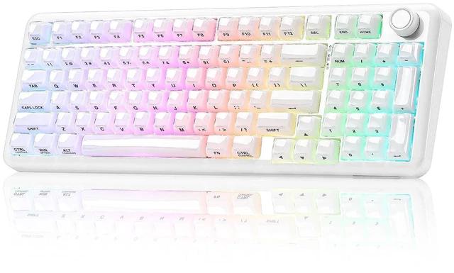 Main image of X98 96% Wireless Hot Swap Keyboard with Knob(Milky White,Crystal)