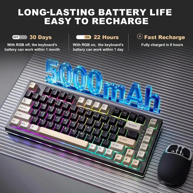 Alt view image 6 of 7 - YZ75 75% Gaming Mechanical Keyboard (Black, Gateron G Pro Yellow)