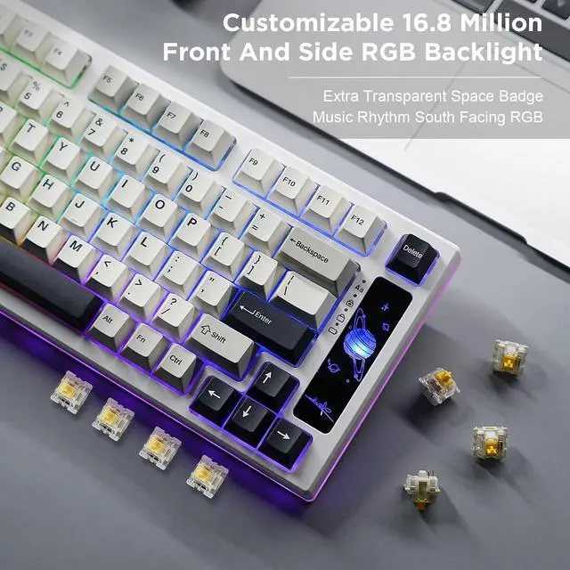 Alt view image 7 of 7 - YUNZII YZ75 75% Gaming Mechanical Keyboard(White, Gateron G Pro Yellow)