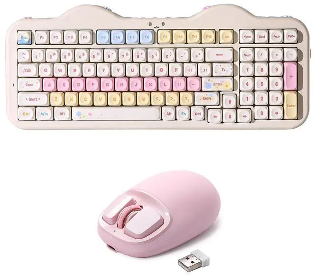 Main image of YUNZII C98 Wireless Mechanical Keyboard(Beige, Candy Linear Switch), YUNZll C1 Silicone Wireless Mouse(Pink)