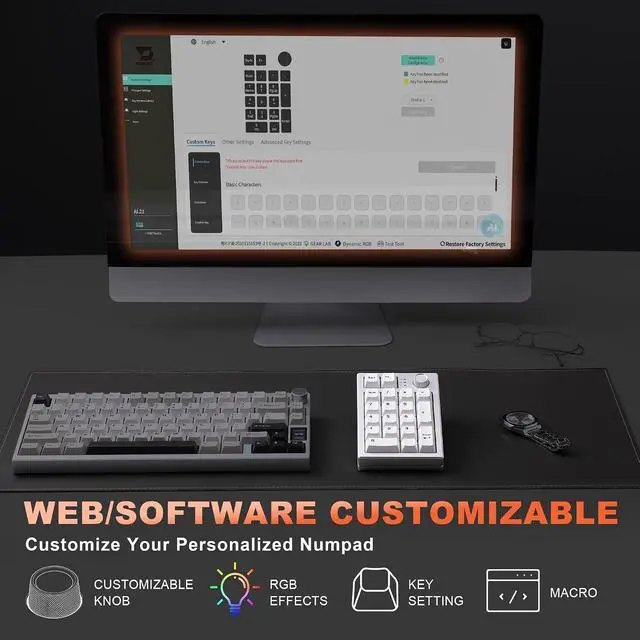 Alt view image 4 of 7 - YUNZII AL21 Aluminum Wireless Number Pad (Silver, Cocoa Cream V2 Switch)