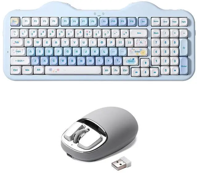 Main image of YUNZII C98 Wireless Mechanical Keyboard (Blue, Milk V2 Linear Switch), YUNZll C1 Silicone Wireless Mouse (Gray Silver)