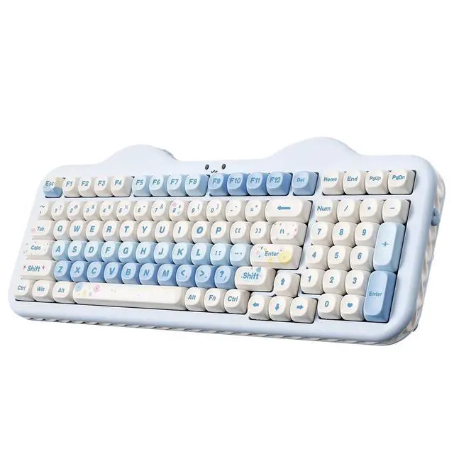 Alt view image 2 of 7 - YUNZII C98 Wireless Mechanical Keyboard(Blue, Milk V2 Linear Switch), YUNZll C1 Silicone Wireless Mouse (Black Silver)