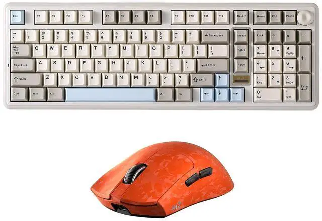 Main image of YUNZII B98 PRO Wireless Mechanical Keyboard (Beige, Milk Switch), M2 Dual 8K Wireless Gaming Mouse (Orange)