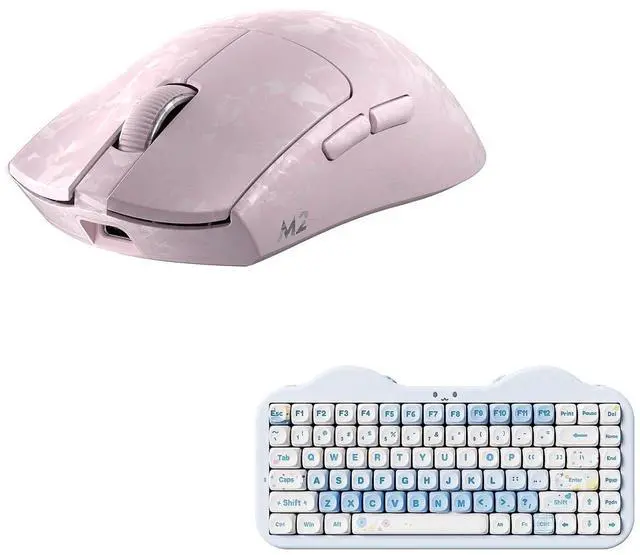 Main image of YUNZII M2 Dual 8K Wireless Gaming Mouse (Pink), C75 Wireless Mechanical Keyboard (Blue, Milk V2 Switch)