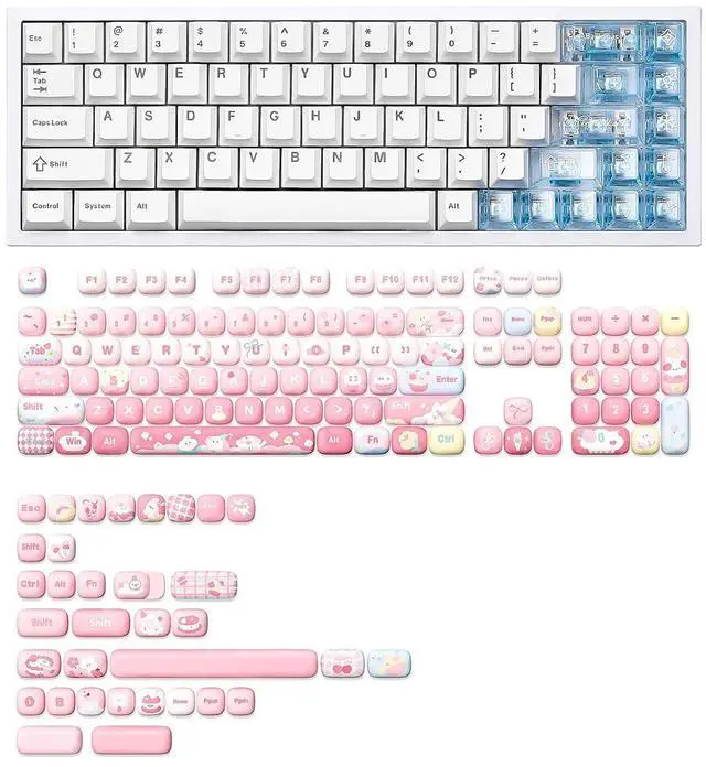 Main image of AL65 Wireless Mechanical Keyboard(White, Gateron Zero) MOG Dye Sub PBT Keycaps(Pink Ice Cream)