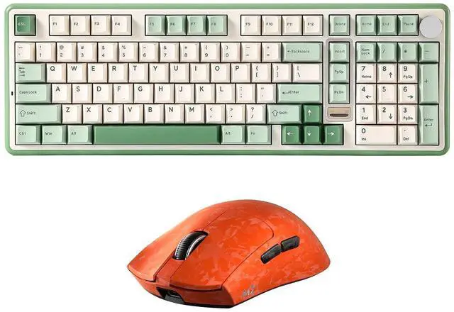 Main image of YUNZII B98 PRO Wireless Mechanical Keyboard (Matcha Green, Milk Switch), M2 Dual 8K Wireless Gaming Mouse (Orange)