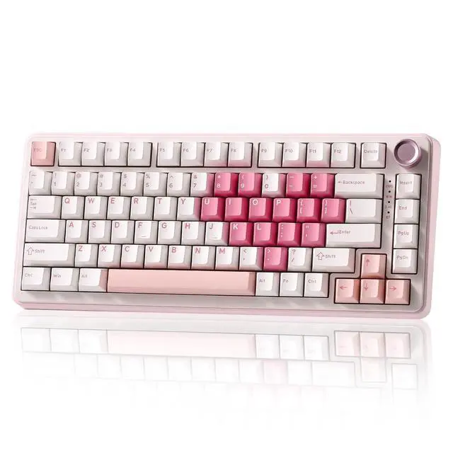 Alt view image 2 of 7 - YUNZII B75 PRO Wireless Mechanical Keyboard (White, Milk Switch) M2 Dual 8K Wireless Gaming Mouse (Orange)