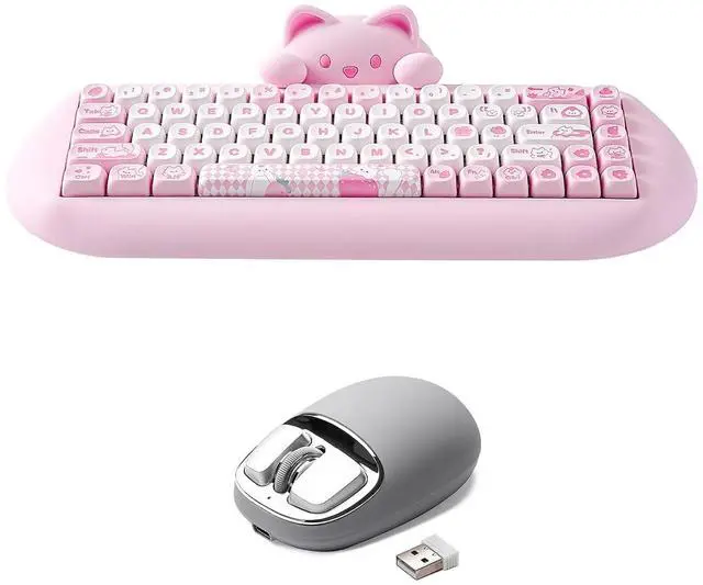 Main image of C68 Wireless Mechanical Keyboard(Pink, Milk Switch), YUNZll C1 Silicone Wireless Mouse(Gray Silver)