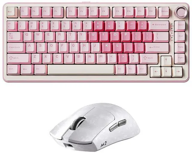 Main image of B75 PRO Wireless Mechanical Keyboard (Pink, Cocoa Cream V2 Switch) M2 Dual 8K Wireless Gaming Mouse (White)