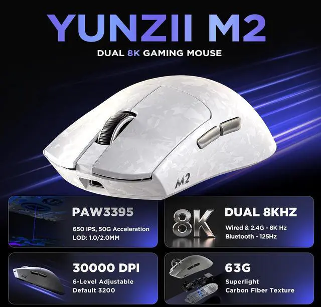 Alt view image 7 of 7 - B75 PRO Wireless Mechanical Keyboard (Pink, Cocoa Cream V2 Switch) M2 Dual 8K Wireless Gaming Mouse (White)