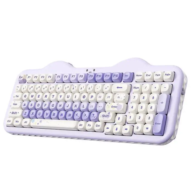 Alt view image 2 of 7 - YUNZII C98 Wireless Mechanical Keyboard (Purple, Candy Linear Switch), YUNZll C1 Silicone Wireless Mouse (Gray Silver)