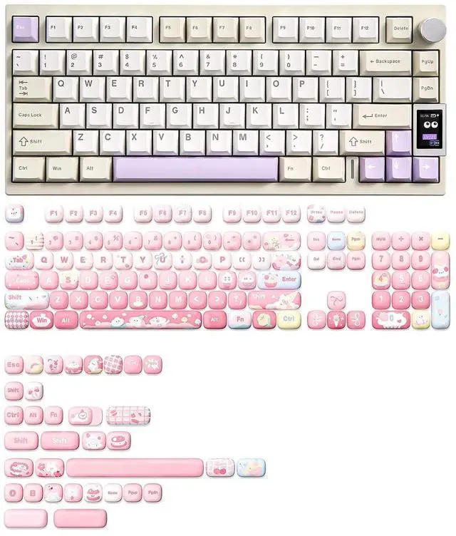 Main image of YUNZII AL80 Wireless Mechanical Keyboard(Beige, Gateron Zero Switch), MOG Dye Sub PBT Keycaps(Pink Ice Cream)