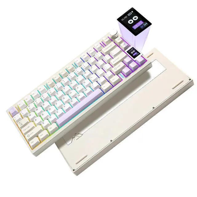 Alt view image 2 of 7 - YUNZII AL80 Wireless Mechanical Keyboard(Beige, Gateron Zero Switch), MOG Dye Sub PBT Keycaps(Pink Ice Cream)