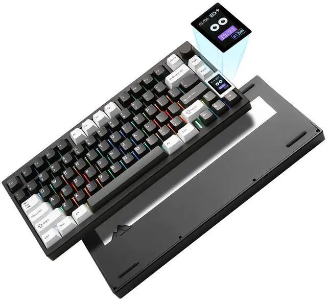 Alt view image 2 of 7 - AL80 Wireless Mechanical Keyboard(Black, Cocoa Cream V2 Switch), MOG Dye Sub PBT Keycaps(Pink Ice Cream)