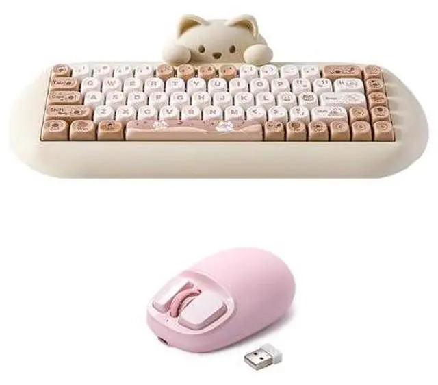 Main image of YUNZII C68 Wireless Mechanical Keyboard (Brown, Milk Switch), YUNZll C1 Silicone Wireless Mouse(Pink)