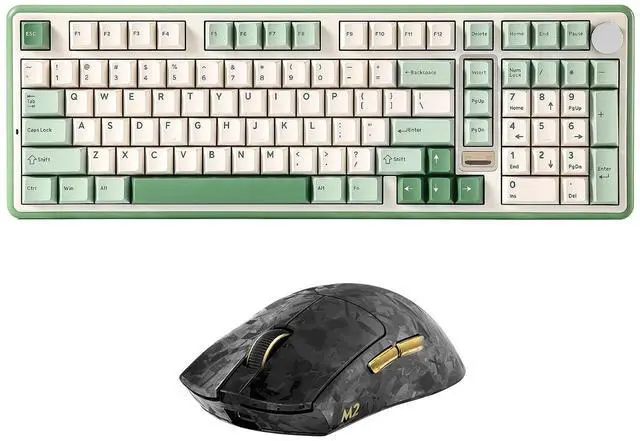 Main image of B98 PRO Wireless Mechanical Keyboard (Matcha Green, Milk Switch), M2 Dual 8K Wireless Gaming Mouse (Black)