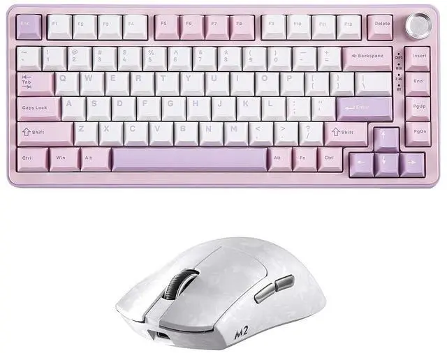 Main image of B75 PRO Wireless Mechanical Keyboard (Purple, Cocoa Cream V2 Switch) M2 Dual 8K Wireless Gaming Mouse (White)