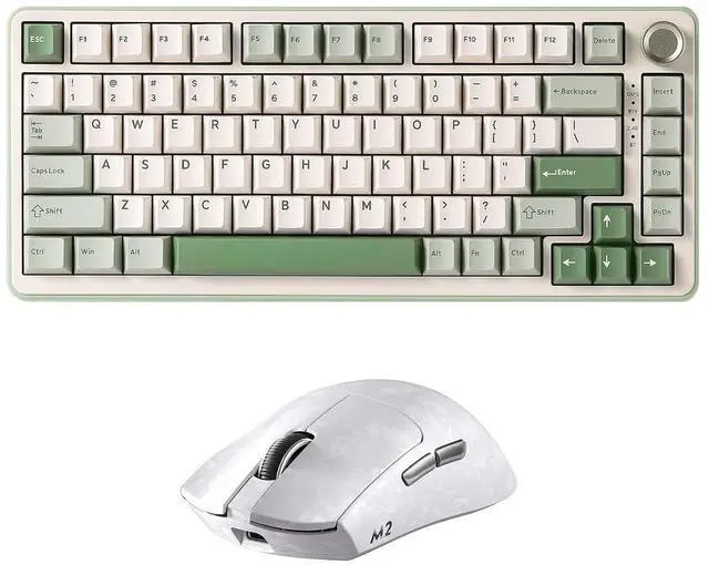 Main image of B75 PRO Wireless Mechanical Keyboard (Matcha Green, Cocoa Cream V2 Switch) M2 Dual 8K Wireless Gaming Mouse (White)