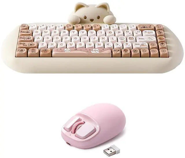 Main image of YUNZII C68 Wireless Mechanical Keyboard (Brown, Cocoa Cream V2 Switch), YUNZll C1 Silicone Wireless Mouse(Pink)