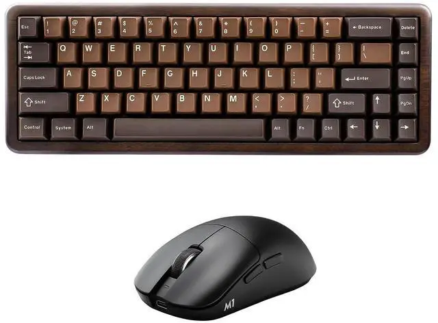 Main image of WOOD68 Wireless Mechanical Keyboard (Wood, Candy Switch), YUNZll M1 Wireless Mouse (Black)